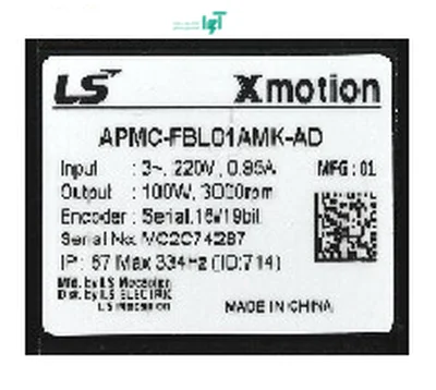 پلاک سروو موتور 100 وات 3000 دور ساده APMC-FBL01AMK ال اس