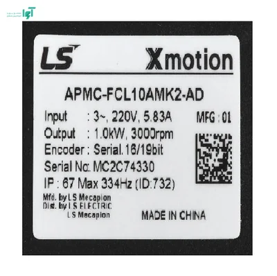 پلاک سروو موتور 1 کیلووات 3000 دور ترمزدار XML-FC10ANK2E ال اس
