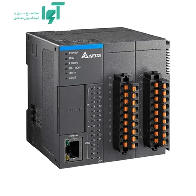 تصویر محصول PLC دلتا AS218RX-A با شناسه AS218RX-A و نمای کامل بدنه و اجزا