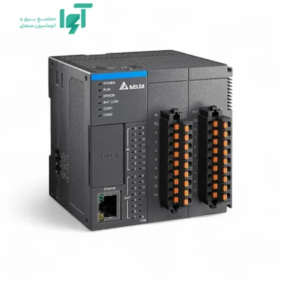 تصویر محصول PLC دلتا AS228T-A با شناسه AS228T-A و نمای کامل بدنه و اجزا