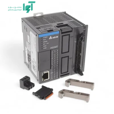 تصویر محصول PLC دلتا AS332T-A با شناسه AS332T-A و نمای کامل بدنه و اجزا