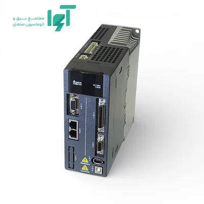 نمای مجاور سروو درایو دلتا 5.5 کیلووات مدل ASD-A2-5543-M با بدنه، نمایشگر و ترمینال‌های اتصال مربوط به سیستم کنترل سروو