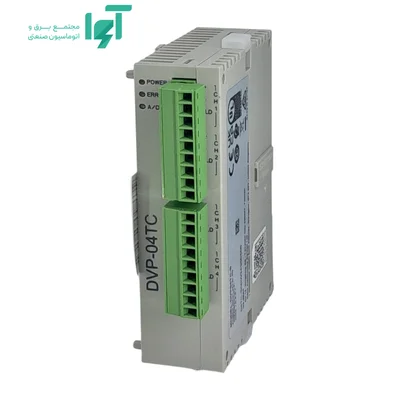نمای روبه‌روی مایل ماژول چهار ورودی ترموکوپل DVP04TC-S