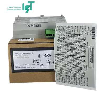 ماژول DVP08SN11R دلتا کنار جعبه