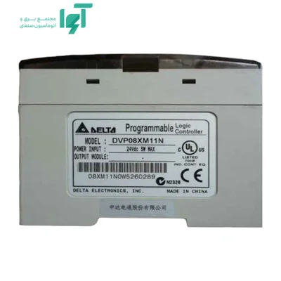 نمای نزدیک پلاک DVP08XM11N دلتا با عبارت Power Input 24VDC 5W MAX