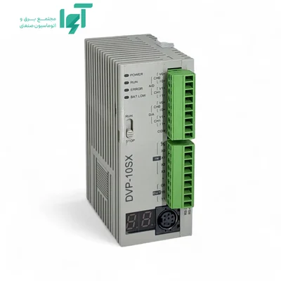 PLC دلتا DVP10SX11R از زاویه راست با دو ردیف ترمینال و بدنه باریک