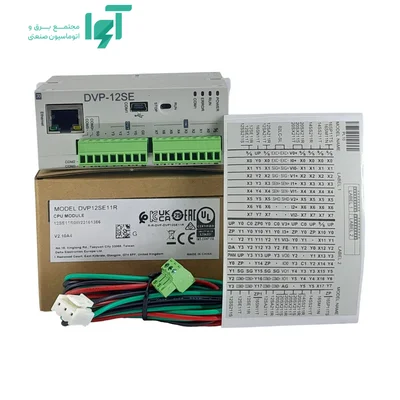DVP12SE11R کنار جعبه، راهنمای سیم‌بندی، کابل و کانکتورها
