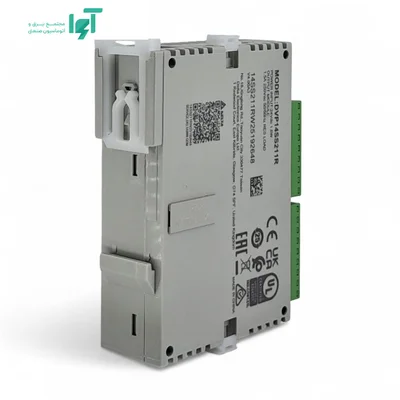 سمت پشت PLC DVP14SS211R و گیره نصب روی ریل DIN