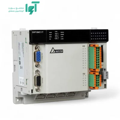 تصویر محصول PLC دلتا DVP15MC11T با نمای کامل بدنه و جزئیات قطعه