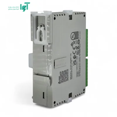 سمت نصب ریلی DVP16SM11N با برچسب مشخصات روی بدنه