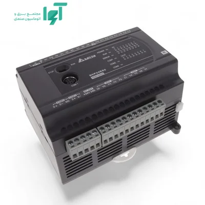 تصویر محصول PLC دلتا DVP24ES200R با نمای کامل بدنه و جزئیات قطعه