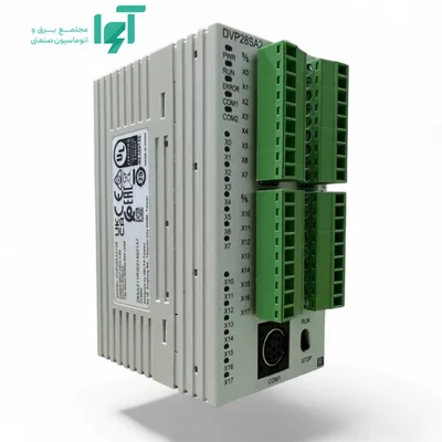 تصویر محصول PLC دلتا DVP28SA211R با نمای کامل بدنه و جزئیات قطعه