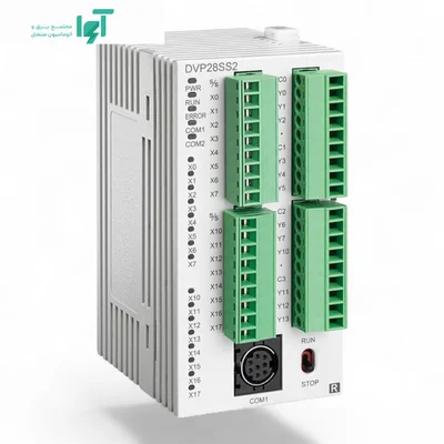 تصویر محصول PLC دلتا DVP28SS211R با نمای کامل بدنه و جزئیات قطعه