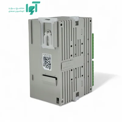 نمای جانبی DVP28SS211T و بخش گیره و شیارهای نصب روی ریل تابلو