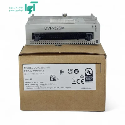 ماژول DVP32SM11N قرارگرفته روی جعبه