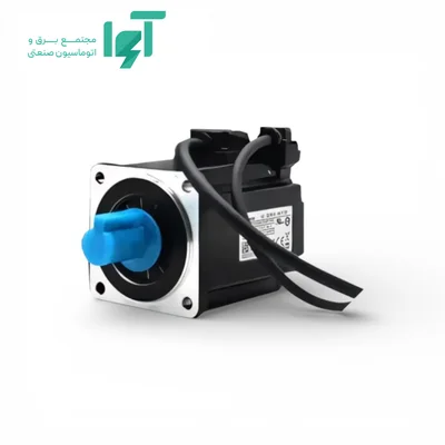 نمای جانبی سروو موتور دلتا 750 وات مدل ECM-B3M-C20807RS1 با بدنه موتور، شفت خروجی و مشخصات فنی