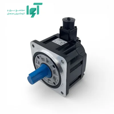 نمای جانبی سروو موتور دلتا 1 کیلووات مدل ECM-E3M-E21310SSE با بدنه موتور، شفت خروجی و مشخصات فنی