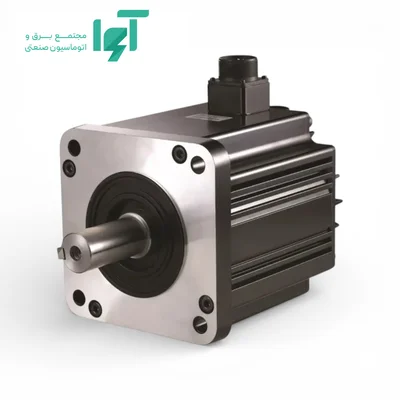 نمای مجاور سروو موتور دلتا 4.5 کیلووات مدل ECMA-L11845RS با بدنه موتور، شفت خروجی و مشخصات فنی