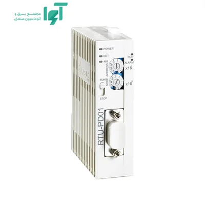 تصویر محصول ماژول ترمینال شبکه پروفیباس دلتا مدل RTU-PD01 با شناسه RTU-PD01 و نمای کامل بدنه و اجزا