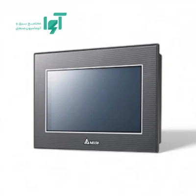 نمای مقابل HMI دلتا 7 اینچ TP70P-32TP1T و قاب خاکستری