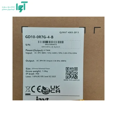 پلاک جعبه اینورتر سه‌فاز 0.75 کیلووات GD10 اینوت GD10-0R7G-4-B