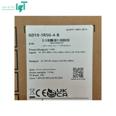 پلاک جعبه اینورتر سه‌فاز 1.5 کیلووات GD10 اینوت GD10-1R5G-4-B