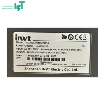 پلاک اینورتر سه‌فاز 4 کیلووات GD200A اینوت GD200A-004G/5R5P-4