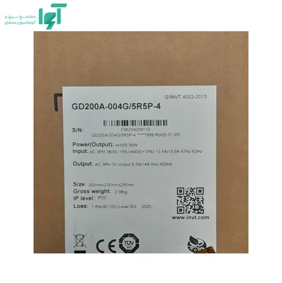 پلاک جعبه اینورتر سه‌فاز 4 کیلووات GD200A اینوت GD200A-004G/5R5P-4