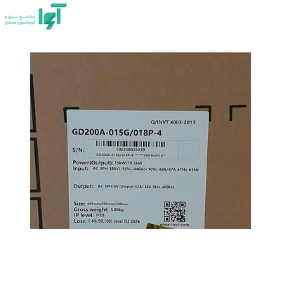 پلاک جعبه اینورتر سه‌فاز 15 کیلووات GD200A اینوت GD200A-015G/018P-4