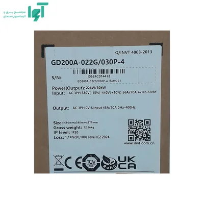 پلاک جعبه اینورتر سه‌فاز 22 کیلووات GD200A اینوت GD200A-022G/030P-4