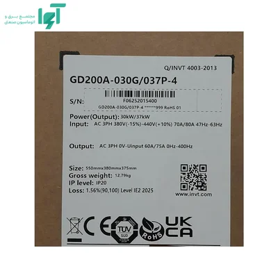 پلاک جعبه اینورتر سه‌فاز 30 کیلووات GD200A اینوت GD200A-030G/037P-4