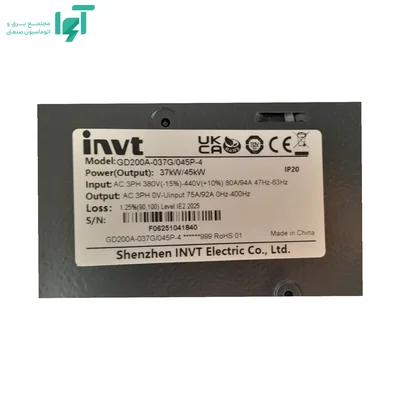 پلاک اینورتر سه‌فاز 37 کیلووات GD200A اینوت GD200A-037G/045P-4