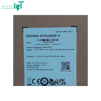پلاک جعبه اینورتر سه‌فاز 37 کیلووات GD200A اینوت GD200A-037G/045P-4