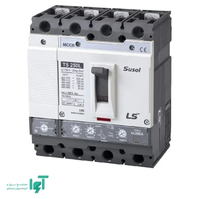 کلید اتوماتیک قابل تنظیم ال اس Susol TS160N 125 آمپر چهارپل ATU160 نول بدون حفاظت نول چپ TS160N ATU160 125A 4P3D L EXP